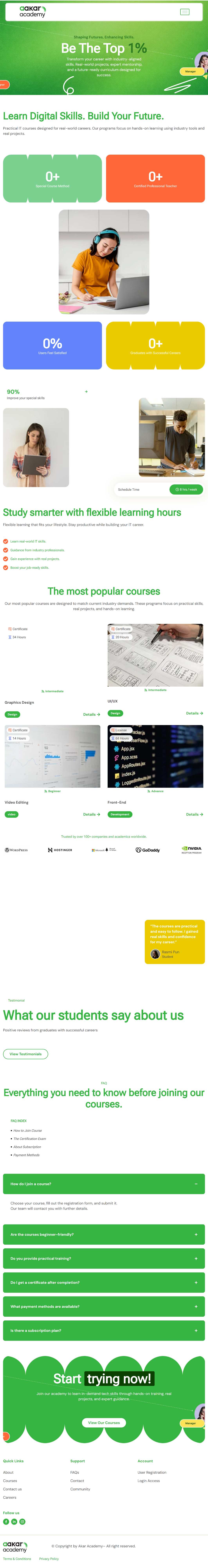 Aakar Academy - Education website screenshot