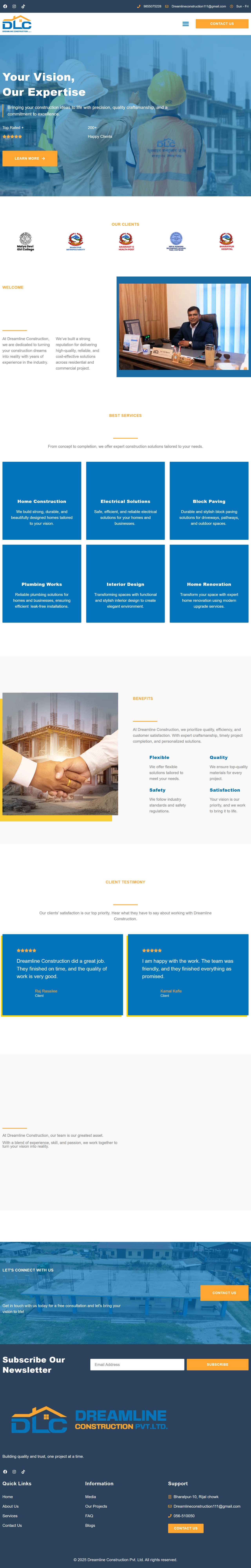 Dreamline Construction - Construction website screenshot